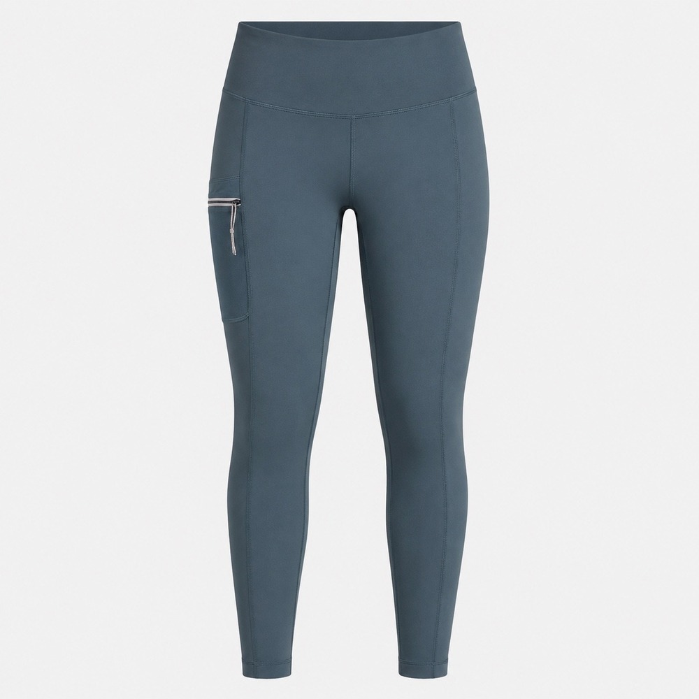 Columbia Luminary Women M Teal Green Running Leggings Zip Pocket Gorpcore Active